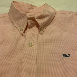 Vineyard Vines Pink Gingham Oxford Whale Shirt